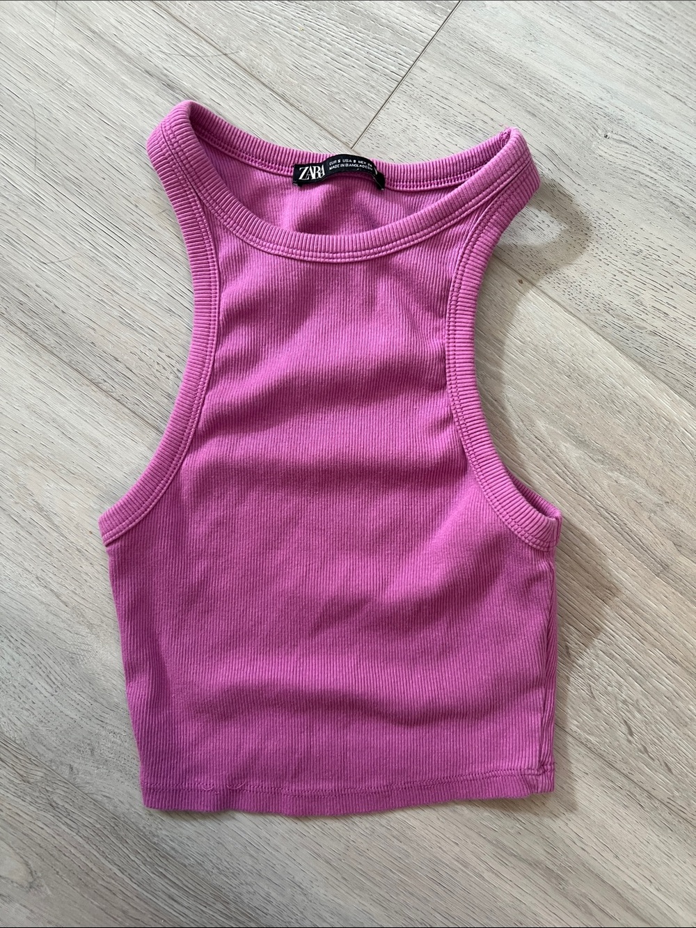 💋3/$10💋Zara Pink/Purple Racerback Ribbed Crop Top Size S